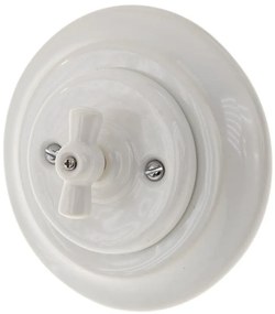 Bohemia-Design - Porcelanowy retro łącznik obrotowy z ramką nr 5, biały