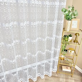 Firana haftowana Rose biała tiul-siatka rozświetlająca wnętrze wys. 280 cm