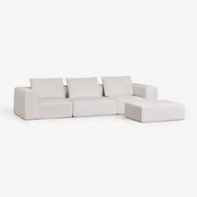 Sofa Modułowy 3-częściowy Z Pufą Z Tkaniny Chenille, Pakowany Próżniowo Norridge Szenila Kremowy Beż - Sklum