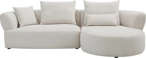 Narożna sofa prawa z beżowej tkaniny szenilowej CUSAVA od Maison Céphy