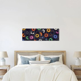 Obraz - Muzyczne płyty gramofonowe (z zegarem) (90x30 cm)