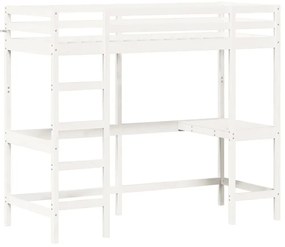 Białe sosnowe łóżko piętrowe z biurkiem 80x200 - Elba 4X