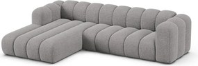Szary narożnik z tkaniny szenilowej (lewostronny/z szezlongiem) Lupine – Micadoni