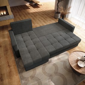 Masseno Narożnik NIDA z funkcją spania i pojemnikiem na pościel Narozniki L, Rozkładana sofa - Szary, INARI 96