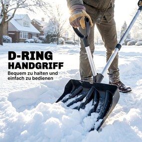 Outsunny Łopata do śniegu 45 cm, tworzywowa łyżka z ergonomicznym uchwytem dodatkowym, odśnieżarka z trzonem aluminiowym i metalową krawędzią | Aosom PL