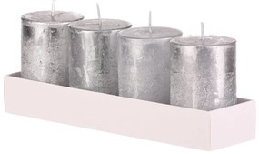 Zestaw świec adwentowych srebrnych, 4 szt.,parafinowe, 8 cm