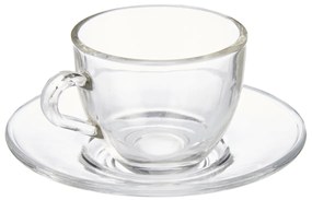 Szklane filiżanki do espresso ze spodkami, 6 sztuk, 85 ml