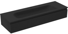 Mexen Rivel szafka łazienkowa 140 cm z umywalką Vela, 1 szuflada, ryflowana , czarna mat - 91A20-14023-1-BF71-W23M71