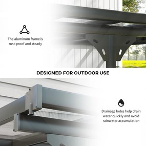 Outsunny Pergola aluminiowa, altana ogrodowa 4,35 x 3,02 m, regulowana wysokość 225-270cm, ochrona przed słońcem, aluminium, PC, szary  | Aosom PL