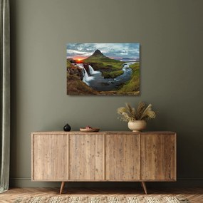 Obraz na szkle - Kirkjufell o zachodzie słońca (70x50 cm)