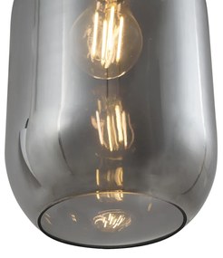 Nowoczesna lampa wisząca czarna z przydymionym szkłem 5-punktowa - Sheena Nowoczesny Oswietlenie wewnetrzne