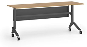 Mobilny stół PRIMO MOVE, 1800 x 600 mm, podstawa czarna, buk