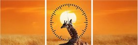 Obraz - Żyrafy w Parku Narodowym Serengeti (z zegarem) (90x30 cm)