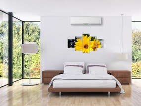 Obraz żółtych kwiatów (125x70 cm)