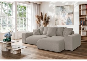 Beżowy rozkładany narożnik ze schowkiem (strona zmienna) Luma – Ropez