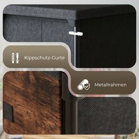 HOMCOM Komoda z 8 szufladami, materiałowa komoda z metalowym stelażem, do sypialni i salonu, Vintage brąz | Aosom PL