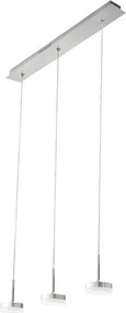 Lampa wisząca Fabas Luce Dunk z 3 źródłami światła - 24 W, ściemnialna dioda LED - szczotkowane aluminium, konstrukcja liniowa