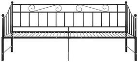 Czarne rozkładane łóżko metalowe 90x200 cm Zena