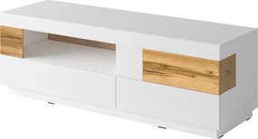Szafka RTV stojąca SILVANA 160 cm do Salonu pod Telewizor 2 Szuflady - Biały