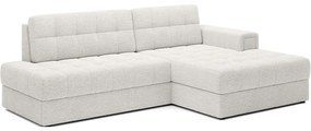 Kremowy rozkładany narożnik z materiału bouclé (prawostronny/z szezlongiem) Blezalt – ELTAP