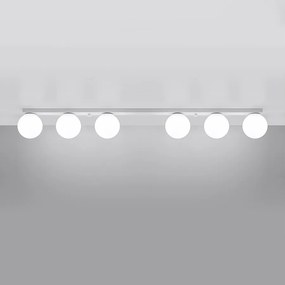 Plafony nowoczesny Zynfi, stal/szkło - 6 źródło światła 3000K - L.120 x H.14.5 cm - biały