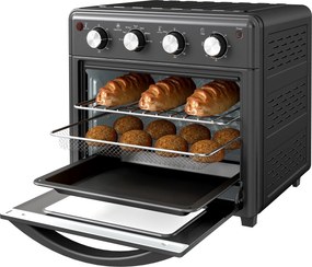 HOMCOM Minipiekarnik, Frytkownica z Powietrzem, 90-230°C, 7 Programów, Akcesoria, Czarny