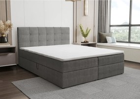 BEDANTE Łóżko kontynentalne KIDA 200x200 Curio 93 Ciemnoszary Łóżko małżeńskie Łóżko hotelowe Sypialnia Materac Topper Schowek