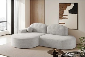 Narożnik z funkcją spania i pojemnikiem Modena Runden, tkanina Arena, Jasnoszary, Lewy