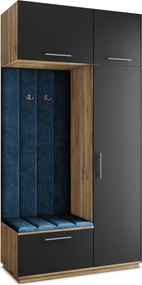 Masseno Garderoba REMA 120/240/60 cm Nowoczesna Szafa do Przedpokoju Dąb wotan, MONOLITH 77 (Niebieski)