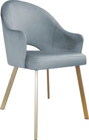 Krzesło Velvet tkanina Welur noga metalowa : Kolor nogi - Złota profil, Kolor tkaniny - VELVET - BL06, Typ siedziska - Siedzisko stałe