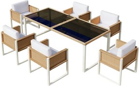 Zestaw ogrodowy stół i krzesła 6-osobowe – zestaw wypoczynkowy z fotelami, zdejmowanymi i zmywalnymi poduszkami, eleganckie i trwałe meble ogrodowe