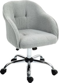 HOMCOM Fotel biurowy, ergonomiczny fotel obrotowy z funkcją bujania, tekstura misiej tkaniny 56 x 61 x 86 cm Szary