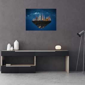 Obraz - Wielkie miasto unoszące się w kosmosie (70x50 cm)