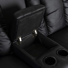 Sofa Rozkładana Dwuosobowa ALPINE Czarna Ekoskóra Nowoczesna do Salonu