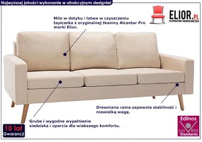 3-osobowa kremowa sofa - Eroa 3Q