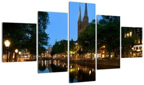 Obraz nocnego historycznego miasta (125x70 cm)