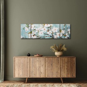 Obraz - Malowanie, kwitnące gałęzie drzew (170x50 cm)