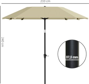 Outsunny 2,3 m Parasol bez bazy, Regulowany parasol tarasowy z korbką, Poliester, Aluminium, Włókno szklane, Beżowy