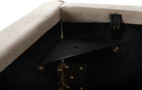 Łóżko Tapicerowane 160x200 cm HAGA ze Stelażem i Pojemnikiem Dwuosobowe Welurowe Kremowe