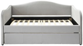 Łóżko dzienne wysuwane 2 x 90 x 190 cm - Welur - Jasnoszary + Materac - MATHILDE