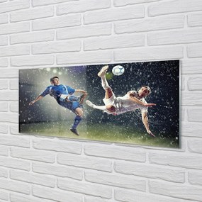 Szklany Panel Piłka Nożna w Strugach Deszczu