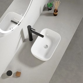 Owalna umywalka z błyszczącej białej ceramiki 37 x 25,5 cm – nowoczesny design