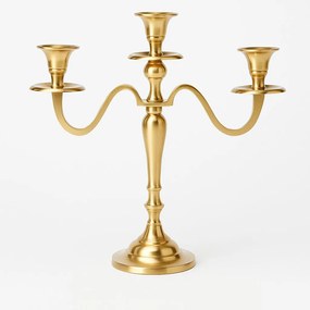 Świecznik trójramienny, złoty, 30 cm