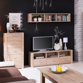 Komoda z Szufladami Drewniana do Salonu COREA 63 cm Dąb Sonoma Nowoczesna