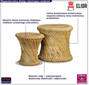 2 sztuki bambusowych stołków w stylu chindi G6-A39