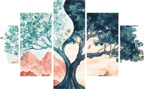 Obraz – Akwarelowe drzewo pełne życia (125x70 cm)