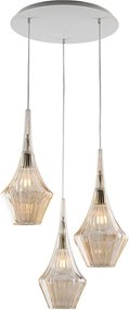 Zawieszenie Zeus Iron z bursztynowym szkłem pyreksowym 3 lampy 149 Ø50 BL270-S3-AM