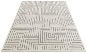 Dywan nowoczesny New York Geometria 3D kremowo-szary 160 cm x 230 cm