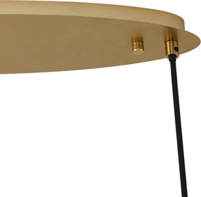 Lampa wisząca w stylu Art Deco złota z bursztynowym szkłem owalna 5-punktowa - Mochan