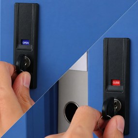 Biurowa szafa metalowa z drzwiami przesuwnymi antracytowo-niebieska: KUBA 900 x 1850 x 400 mm